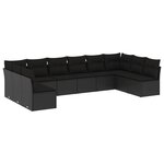 vidaXL Salon de jardin 10 Pièces avec coussins noir résine tressée