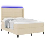 vidaXL Lit à ressort LED avec matelas Crème 140 x 190 cm tissu