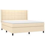 vidaXL Sommier à lattes de lit matelas et LED Crème 180x200 cm Tissu