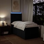 vidaXL Sommier à lattes de lit avec matelas Noir 100x200 cm Tissu