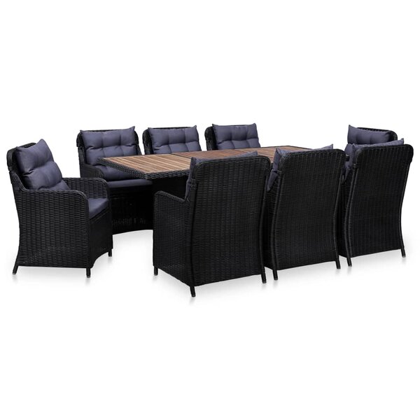 vidaXL Ensemble à manger d'extérieur 9 Pièces Résine tressée Noir
