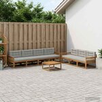 vidaXL Ensemble de canapés d'extérieur 8 Pièces Naturel et Gris clair