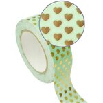 Masking Tape vert 1 5 cm x 10 m - Coeurs dorés