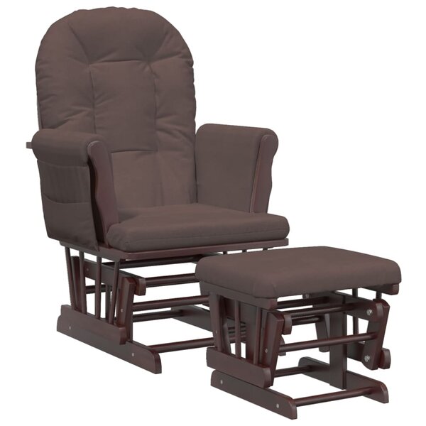 vidaXL Chaise berçante avec repose-pied Marron Tissu