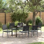 vidaXL Ensemble de salle à manger pour jardin 7 Pièces Noir Poly rotin