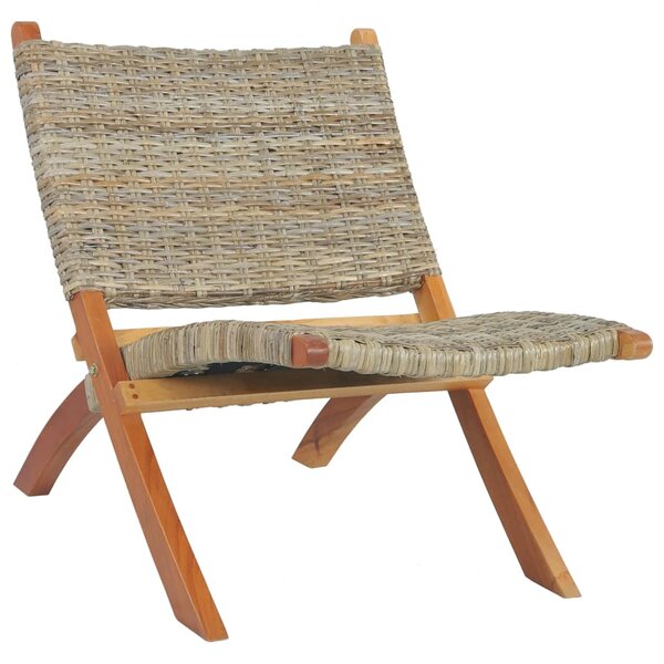 vidaXL Chaise de relaxation rotin kubu naturel et bois d'acajou massif