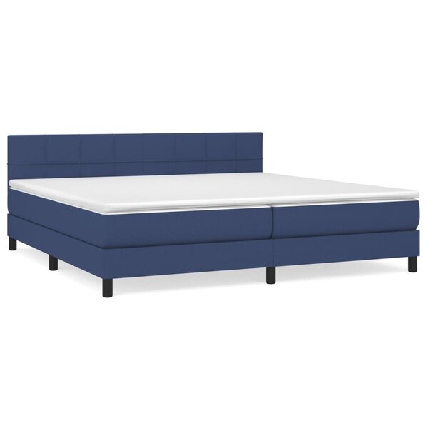 vidaXL Sommier à lattes de lit avec matelas Bleu 200x200 cm Tissu