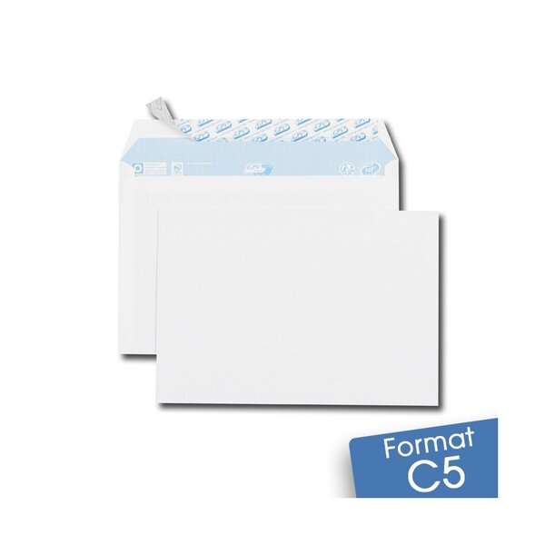 Lot de 100 Enveloppes blanches C5 auto-adhésives (SF)
