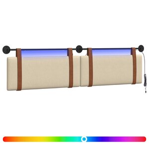 vidaXL Tête de lit suspendue Avec lumière LED Crème PU antique
