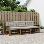 vidaXL Ensemble de canapés d'extérieur 3 pc Naturel et gris clair