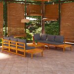 vidaXL Salon de jardin 5 Pièces avec coussins gris foncé Bois d'acacia