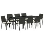 vidaXL Ensemble de salle à manger pour jardin 9 Pièces Noir Poly rotin