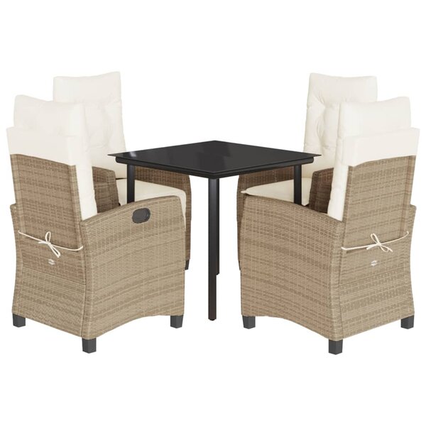 vidaXL Ensemble à manger de jardin avec coussins 5Pièces Beige poly rotin
