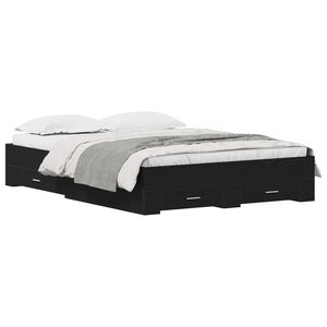 vidaXL Cadre de lit Chêne noir 135 x 190 cm Bois d'ingénierie
