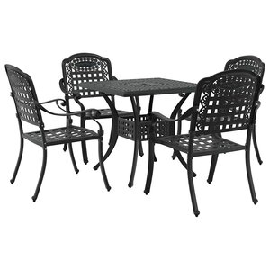 vidaXL Ensemble de tables de jardin 5 Pièces Noir Aluminium coulé