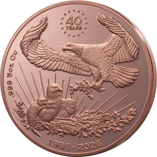 Pièce de monnaie en Cuivre 1 Dollar g 155.5 (5 oz) Millésime 2026 EAGLE (PRÉCOMMANDE)