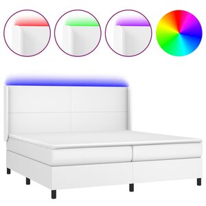 vidaXL Sommier à lattes de lit matelas LED Blanc 200x200 cm Similicuir