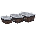 vidaXL Ensemble de paniers gigognes 3 Pièces Marron Saule