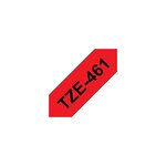 Cassette TZe-461 L 36 mm x 8 m Noir sur Rouge BROTHER