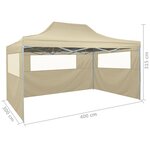 vidaXL Tente de réception pliable avec 3 parois 3x4 m Acier Crème