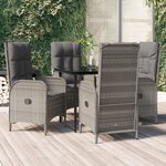 vidaXL Ensemble à manger de jardin coussins 5 Pièces noir et gris