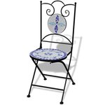 vidaXL Chaises pliables de bistro 2 Pièces Céramique Bleu et blanc