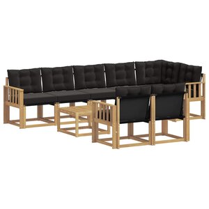 vidaXL Ensemble de canapés d'extérieur 9 Pièces Blanc et noir