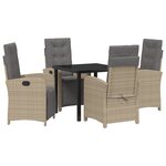 vidaXL Ensemble de jardin 5 pièces avec des coussins en poly rotin beige