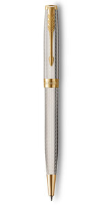 PARKER Sonnet Premium Stylo bille  Argent  Mistral (Argent massif)  recharge noire pointe moyenne  Coffret cadeau
