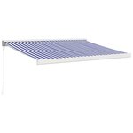 vidaXL Auvent rétractable bleu et blanc 3 5x2 5 m tissu et aluminium