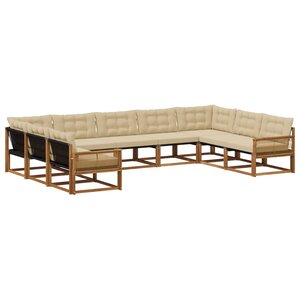 vidaXL Ensemble de canapés d'extérieur 9 Pièces Naturel et Beige