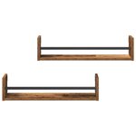 vidaXL Étagère Murale avec étagère 2 Pièces Bois ancien 60 x 16 x 14 cm