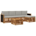 vidaXL Ensemble de canapés d'extérieur 6 pc Naturel et gris clair