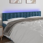 vidaXL Tête de lit à LED Bleu foncé 200x5x78/88 cm Velours