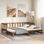 vidaXL Lit coulissant sans matelas marron miel 2x(90x190) cm