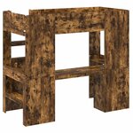 vidaXL Cadre de lit superposé avec bureau Chêne fumé 90 x 190 cm
