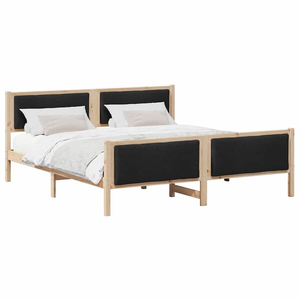 vidaXL Cadre de lit avec tête de lit Noir 200 x 200 cm tissu