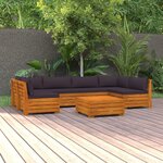 vidaXL Salon de jardin 7 Pièces avec coussins Bois d'acacia solide