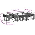 vidaXL Ensemble à manger de jardin et coussins 15 Pièces beige
