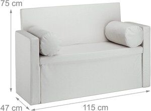 Banc dossier 2 places banquette coffre de rangement pliable assise pratique pliant 115 cm crème 13_0000374_2