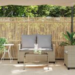 vidaXL Canapé de jardin 2places coussins et table beige résine tressée