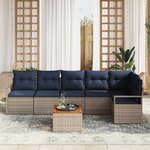 vidaXL Ensemble de canapé de jardin avec coussin 7 Pièces Gris polyrotin