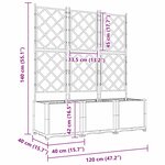 vidaXL Pot de jardin avec treillis 3 Pièces Noir 120x40x143 cm