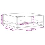 vidaXL Table basse chêne sonoma 100x100x30 cm bois d'ingénierie/métal