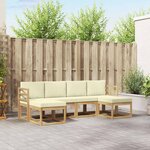 vidaXL Ensemble de canapés d'extérieur 6 pc Naturel et Crème Polyester