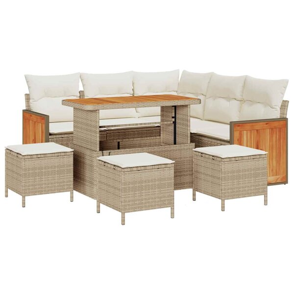 vidaXL Ensemble de canapé de jardin 8 Pièces Beige  Crème