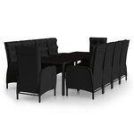 vidaXL Ensemble à dîner de jardin 11 Pièces Résine tressée Noir