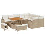 vidaXL Ensemble de canapé de jardin 12 Pièces Beige polyrotin