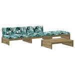 vidaXL Salon de jardin 4 Pièces avec coussins bois de pin imprégné