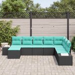 vidaXL Ensemble de canapé de jardin avec coussin 8 Pièces Noir polyrotin